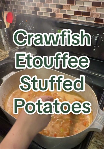 This is such a good leftover meal when you make a big pot of Etouffee! I also make dirty rice to add ontop sometimes too. 🤎😋 … my Crawfish Etouffee video is also posted if y’all want to see how i make mine! #crawfishetouffee #stuffedpotato #cajuncooking #cajunfood #louisiana