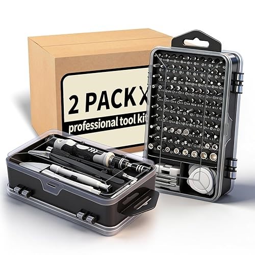 2-Pack Precision Screwdriver Set: 122 Magnetic Bits Electronics Repair Kit for Office Equipment Maintenance - Laptop,&#x