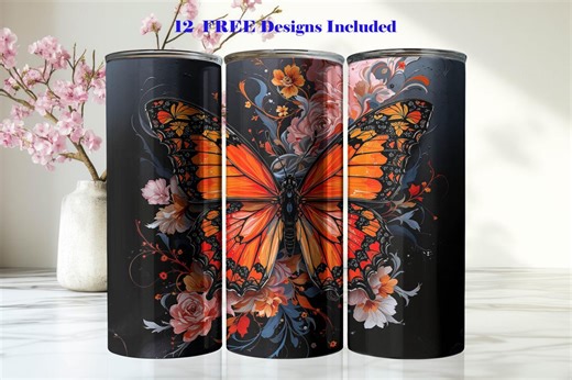 Red Lacewing Butterfly 20 Oz Skinny Tumbler Sublimation Design Digital Download PNG, Seamless Straight Tumbler Wrap - Etsy