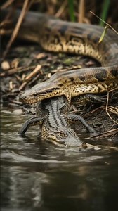 Giant Anaconda Swallowing Alligator #amazing