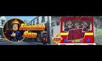 Mix of 2 videos from youtube : fireman sam theme song mashup