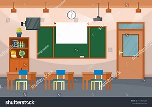 Empty Classroom Interior Education Elementary School Stock Vector (Royalty Free) 1913837233 | Shutterstock