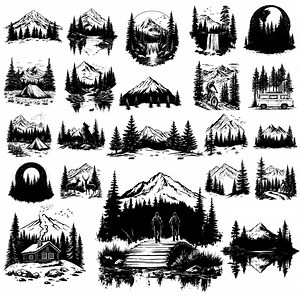 Laser Engraving Files Wilderness Forest Landscape Scene Bundles Svg Dxf Pdf and Png - Engraved Downloads - Etsy
