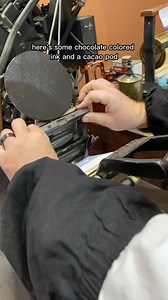 5.4M views · 31K reactions | Since October 28th is National Chocolate Day, here’s some chocolate brown rubber base ink and a print of a cacao pod. This hand carved woodcut, made about 130 years ago, is from the Lewis Winter Collection. The press used is a 3x5 Kelsey Excelsior tabletop printing press. #nationalchocolateday #chocolate #printingpress #sacramento #letterpress | Sacramento History Museum | Facebook