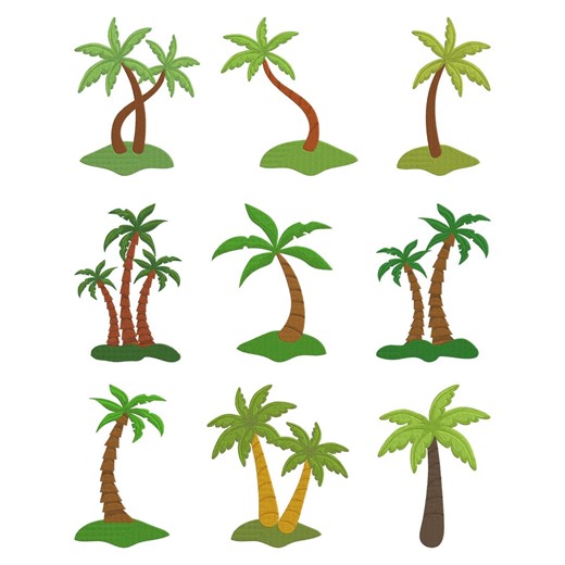 Palm Tree Tropical Embroidery Design, Tropical Palm Tree Machine Embroidery File, 9 Design, 8 Size, Instant Download - Etsy