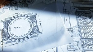 blueprints - drawings of antique architecture - drawings of antique decorative elements of architectural orders