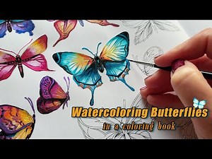 How to Watercolor Butterflies in a Coloring Book 🦋 - Easy Techniques & Metallic Accents