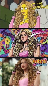 🔥Shakira in 3 Styles:Naruto, JoJo, and The Simpson#shorts