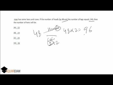 Easy Math Method || Hen Cows Legs and Heads problems || Quikr Exam