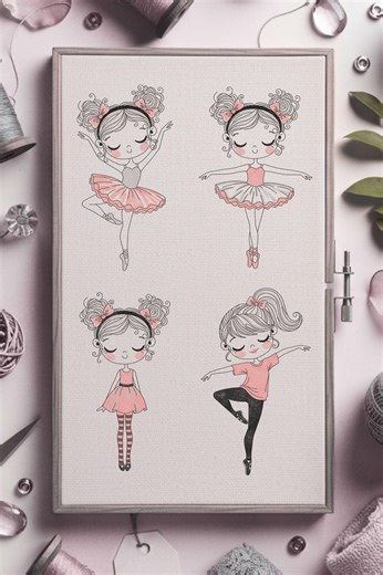 Girl Embroidery Design Set | Doll Style Characters | Machine Embroidery Bundle - Etsy