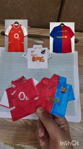 DIY arsenal and barca kit😍|tutorial|Paper jersey #football #jersey #diy #paperjersey #ronaldo #messi