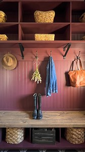2.9K views | Using baskets for storage in a mudroom or entryway is...