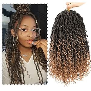 SamBraid Goddess Locs Crochet Hair 14 Inch, 8 Packs New Goddess Faux Locs Crochet Hair for Black Women, River Hair with Curly Ends (14Inch, T27#, 8Packs)