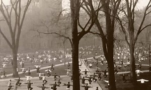 The U.S. entered World War I on April 6, 1917. According to a 1917 issue of the Yale Alumni Weekly, approximately 9,500 Yale students and alumni fought in the First World War. | Yale University