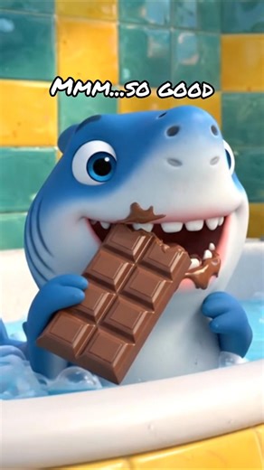 Shark baby eating chocolate funny
