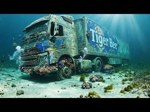 25 Years Underwater! Volvo FH 500 + Tiger Beer Refrigerated Trailer Recovered from the Ocean