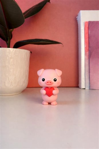 Cute Pig Figurine With Heart – Valentine’s Day Mini Collectible, Handmade Kawaii Gift, Love Decor, Valentine’s Day Gift for Him / Her - Etsy