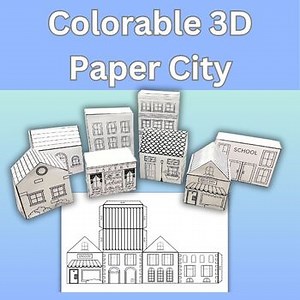3D Colorable Paper City- Build a City, Art Activity