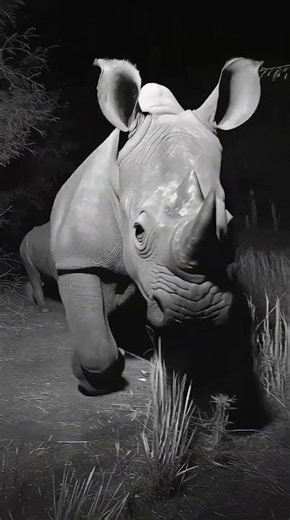 Caught on Camera: Rhino Protects Baby from Lion at Night