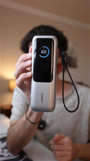 This is, without a doubt, the smartest power bank I have ever used. If you're a tech nerd like me, you'll love this. Forget just guessing your battery level—this has a real-time smart display that shows you a full diagnostic report. You can see the battery health, the internal temperature, and the exact wattage going to each specific device! ​But the most practical feature? No more "I forgot my cable" anxiety. It has two built-in, ultra-durable USB-C cables. One is a 2.3-foot cable that retracts