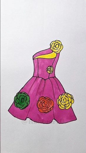 Dress 👗 Easy Drawing Step by step #art #drawing #dress #howtodraw #shortsfeed #viralshorts