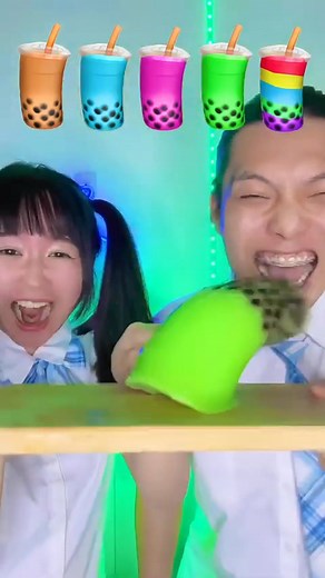 202K views · 2.5K reactions | Rainbow Boba Jelly Emoji Challenge ASMR 掠Bubble tea 溜 #asmr #mukbang #funny #reels #shorts | TwinKle Couple | Facebook