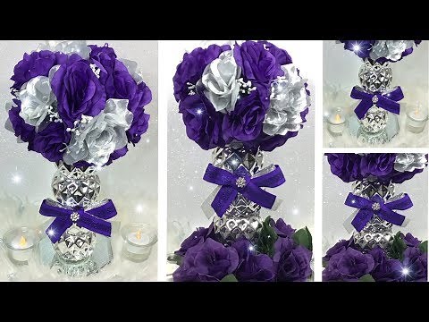DIY / Glamorous Purple and Silver Wedding Centerpiece