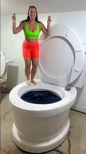 HIGHEST JUMP Slow Motion into Worlds Largest toilet