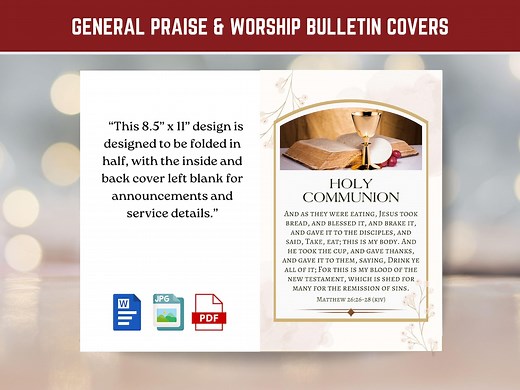 Holy Communion Church Bulletin Cover Art, Verse Matthew 26:26-28 Jesus Took Bread & Gave It to Disciples, 11x8.5 Bi-folded Digital Download - Etsy