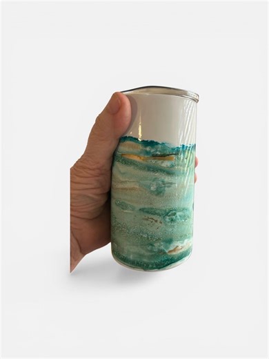Handpainted Coffee Mug in Green and Gold - Etsy