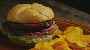 Close up view of a burger - Free Stock Video