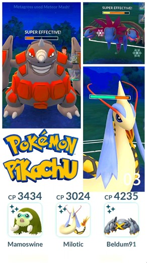 Shiny ✨ Mamoswine ❄️ Shiny ✨ Milotic 💮 Shiny ✨ Metagross 💮 || @pokemongo #battle #pvpteam #gbl