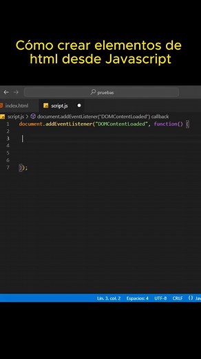 Como crear un elemento HTML desde javascript #Código #desarrolloweb #frontend #javascript #AprendeAProgramar #ProgramaciónWeb | Progamacion web