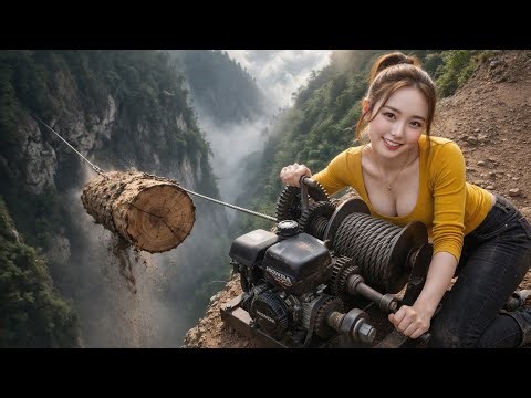 Young Female Mechanic Brings Old DIY Winch Back to Life – Satisfying Engine Start!