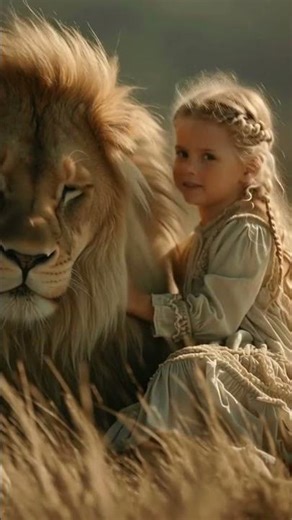 Girl Walking & Playing With a Lion - Pure Trust & Magic! 🦁✨#youtubeshorts #aishorts #youtubeshorts