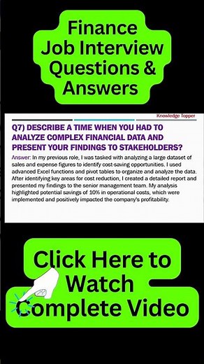 Common Job Interview Questions and Answers For Finance Job