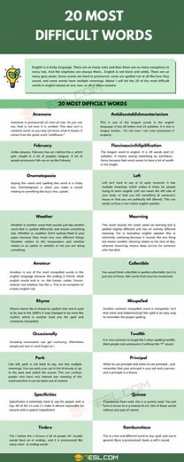 20 Most Difficult Words in the English Language • 7ESL