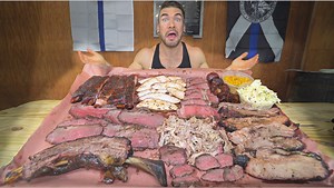 131K views · 3.7K reactions | FLORIDA'S BIGGEST FOOD CHALLENGE! Today we take on a monster bbq challenge that has brisket, pulled pork, ribs, turkey, steak, and wait.. what kind of meat? This is a Texas style Barbeque challenge with a twist and some exotic meats.. like very exotic. With only 45 minutes to complete the 10lb+ "Walk the Line" platter, we are in for a tough eating challenge. | Joel Hansen - Model Vs Food | Facebook