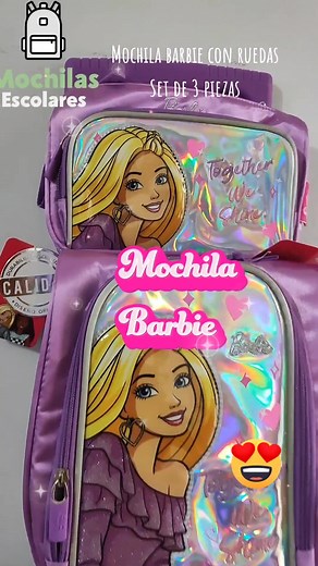 Mochila Barbie con ruedas: Set de 3 piezas ideal