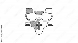 Black line American football player chest protector icon isolated on white background. Shoulder and chest protection for upper body. Team sports. 4K Video motion graphic animation