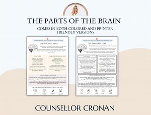 The Brain Parts Infographic Handout. Clinicians, Brain Regions, Neuroplasticity, Psychoeducational Tool for Mental Health Professionals - Etsy