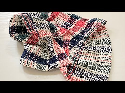 ［卓上織り機］ワッフル織りでタオル作り ミシン掛けも少し Waffle Weave Towel