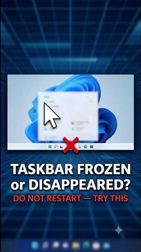 Taskbar Frozen or Disappeared? Fix It in 10 Seconds #shorts