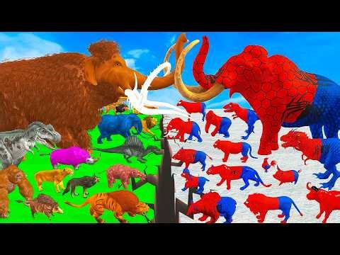 10 Spider Mammoth Elephant vs 10 Giant Prehistoric Mammals vs White Albino Animals Size Comparison