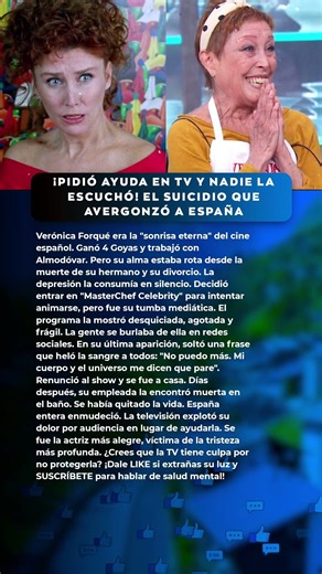 Verónica Forqué: Se SUICIDÓ tras pedir ayuda en MasterChef 😢 #Depresion #VeronicaForque
