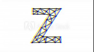Polygonal letter z animation with glitch effect on white background, 4k resolution video, text motion graphic