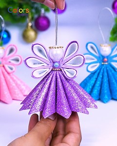 👼✨ Make your Christmas extra magical with these cute angel ornaments! Crafted using glitter foam sheets, they’re perfect for decorating your tree, gifts, or festive table. Fun, sparkly, and super easy — a holiday craft the whole family will love! 🎄✂️ | Colors Paper