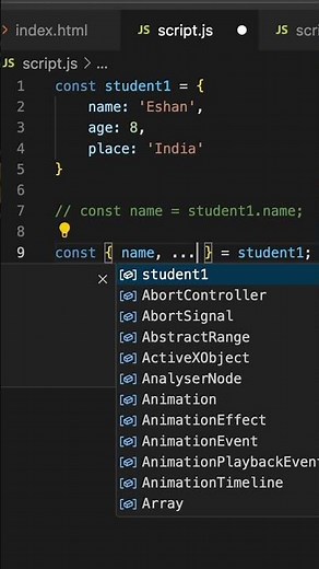 Destructuring | JavaScript | Object | Array | #javascript #coding #malayalam #programming