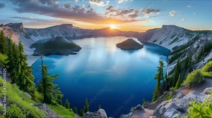 Majestic Crater Lake - 4K Seamless Looping Video Background and Wallpaper in Crater Lake National Park