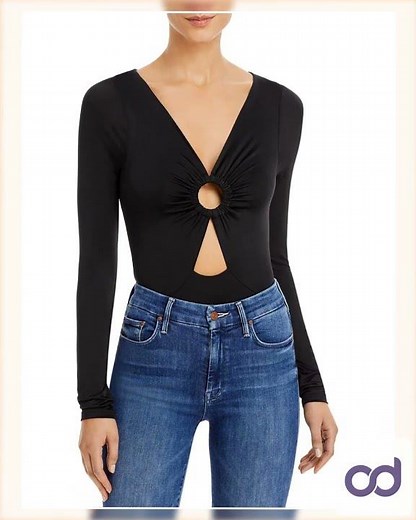 Aqua Womens Stefania Cut Out O Ring Bodysuit L